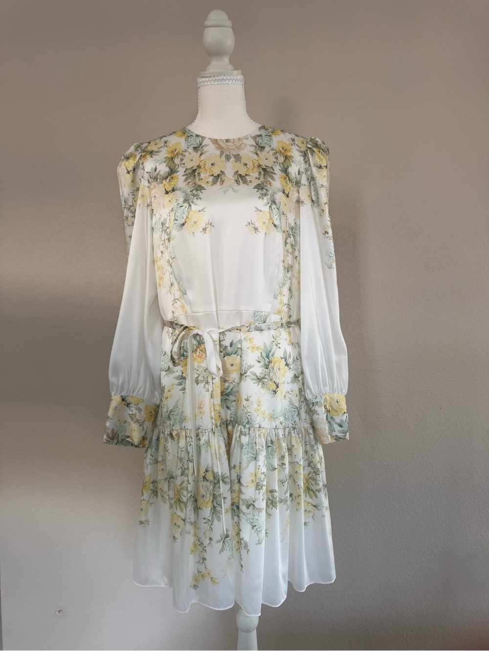 ANTONIO MELANI Floral Yellow & White Long-Sleeve Dress